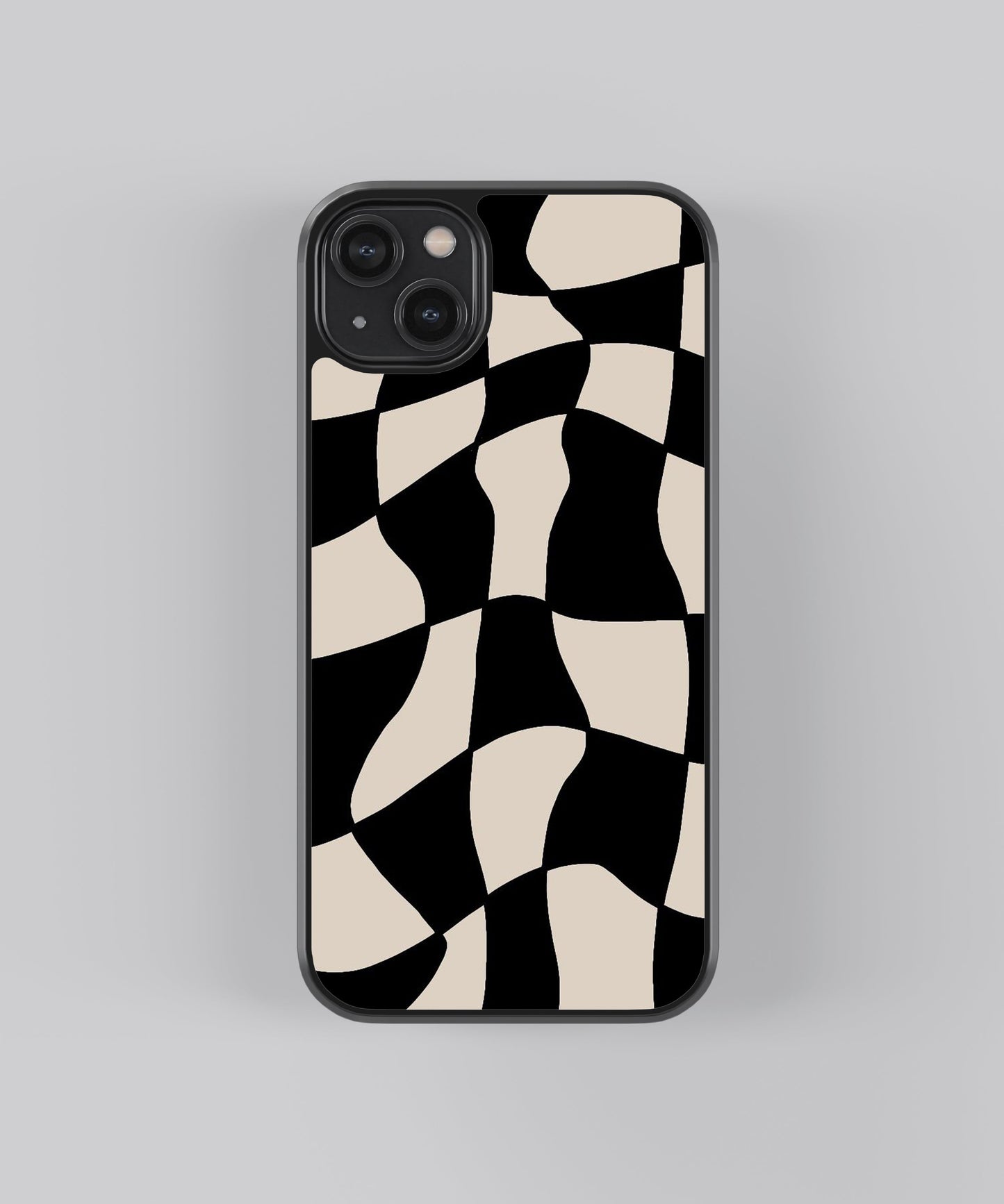 B&W Checkers Abstract glossy Phone Case Cover