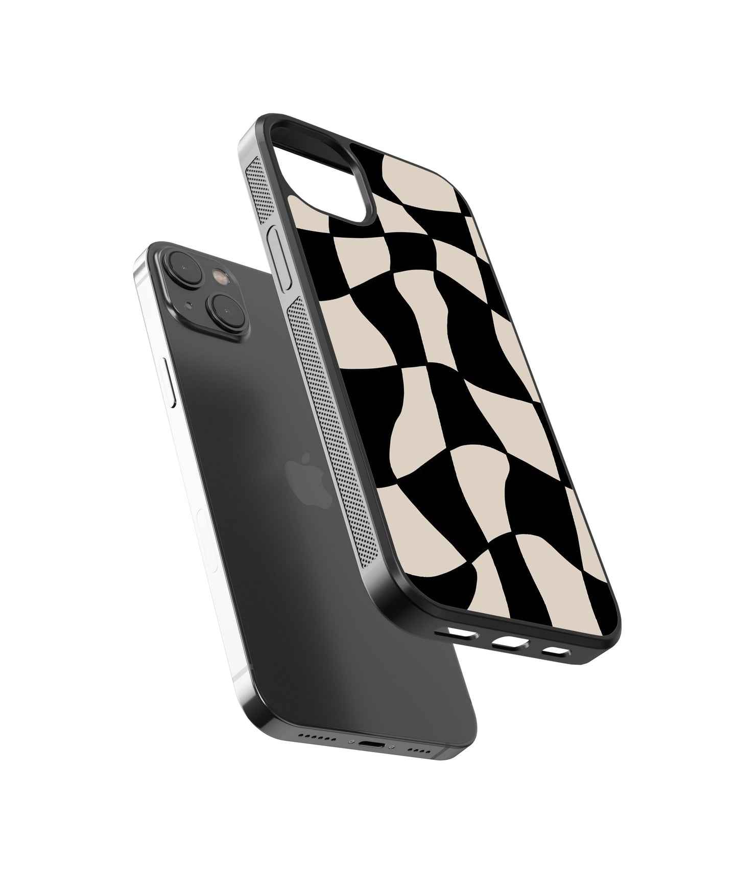 B&W Checkers Abstract glossy Phone Case Cover