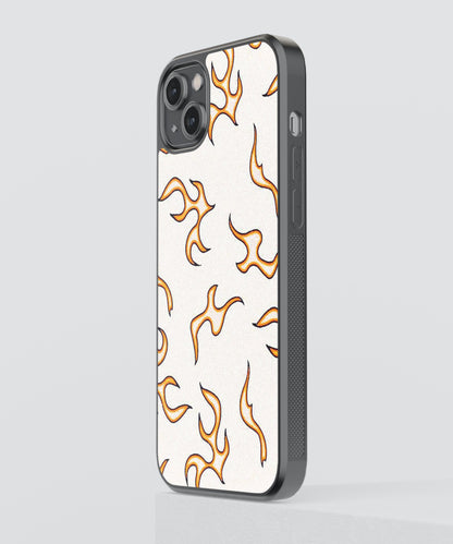 Yellow Flames Pattern glossy Phone Case Cover
